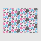 ピンクブラックブルーレースハートオンホワイトバレンタイン 薄葉紙 (正面)