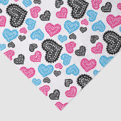 ピンクブラックブルーレースハートオンホワイトバレンタイン 薄葉紙 (詳細)