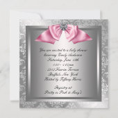 ピンクブラックプリンセスベビーガールシャワー 招待状 (裏面)