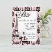 ピンクブラックプードルパリガールズバースデーパーティー 招待状 (スタンド正面)