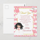 ピンクブラックヘアの少女　初めての聖体拝領　ありがとうございます ポストカード (正面/裏面)