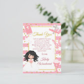 ピンクブラックヘアの少女　初めての聖体拝領　ありがとう ポストカード (スタンド正面)