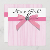 ピンクブラックベビーガールシャワー 招待状 (正面/裏面)