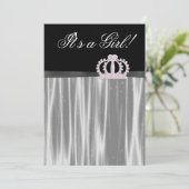 ピンクブラックベビーガールプリンセスシャワー 招待状 (スタンド正面)