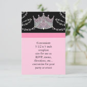 ピンクブラックベビーガールプリンセスベビーシャワーRSVP 出欠カード (スタンド正面)