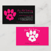 ピンクブラックペットシッターSNSドッグキャットポー 名刺 (正面/裏面)