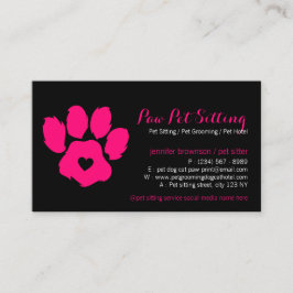 ピンクブラックペットシッターSNSドッグキャットポー 名刺