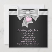 ピンクブラックボウハートピンクブラックベビーシャワー 招待状 (裏面)