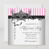 ピンクブラックマスカレードパーティの招待状 招待状 (裏面)