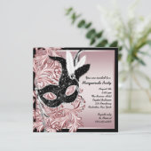 ピンクブラックマスクピンクブラックマスカレードパーティー 招待状 (スタンド正面)