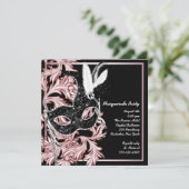 ピンクブラックマスクピンクマスカレードパーティー 招待状 (スタンド正面)