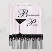 ピンクブラックマルティーニバチェロレッテ招待状 招待状 (正面/裏面)