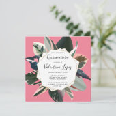 ピンクブラックモダントロピカルキンセアニェラ招待状 招待状 (スタンド正面)