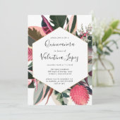 ピンクブラックモダントロピカルキンセアニェラ 招待状 (スタンド正面)