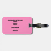 ピンクブラックモノグラムのバレーボールバッグ ラゲッジタグ (裏面横)