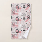 ピンクブラックライオンズボホレインボウモダン バスタオルセット (ハンドタオル)