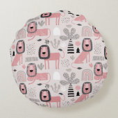 ピンクブラックライオンズボホレインボウモダン ラウンドクッション (裏面)