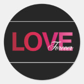 ピンクブラックラブフォーエバー結婚式用シール ラウンドシール (正面)