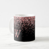 ピンクブラックラメモノグラム コーヒーマグカップ (正面左)