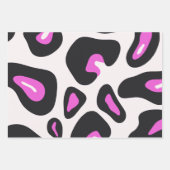 ピンクブラックレオパードアニマルプリント ラッピングペーパーシート (正面3)