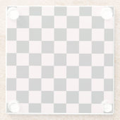 ピンクブラックレトロチェックチェッカーボードパターン ガラスコースター (裏面)