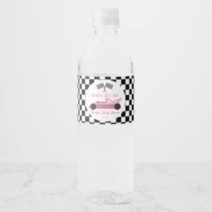 ピンクブラックレースカー準備セット行くベビーシャワー ペットボトルラベル