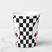 ピンクブラックレースカー準備セット行くベビーシャワー 紙コップ (右)