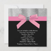 ピンクブラックレースガーリーベビーガールシャワー 招待状 (裏面)