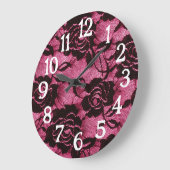 ピンクブラックレースゴシック ラージ壁時計 (傾斜)