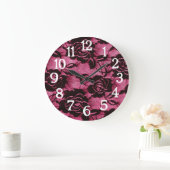 ピンクブラックレースゴシック ラージ壁時計 (ホーム)