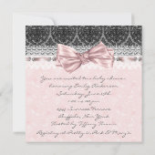 ピンクブラックレースピンクブラックベビーガールシャワー 招待状 (裏面)