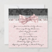 ピンクブラックレースピンクブラックベビーガールシャワー 招待状 (裏面)
