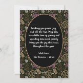 ピンクブラックワンラインアートクリスマスファミリーフォト シーズンカード (裏面)