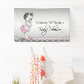 ピンクブラックヴィンテージベビーガールベビーシャワー 横断幕 (インサイチュ)