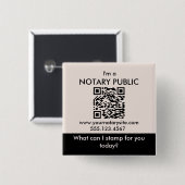 ピンクブラック公証人パブリックロゴQRコードを追加カスタムする 缶バッジ (正面&裏面)