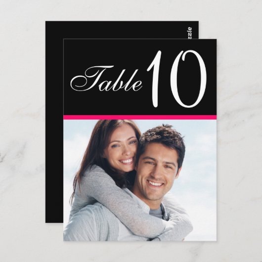 ピンクブラック写真結婚のテーブル番号カード ポストカード (正面/裏面)