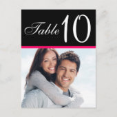 ピンクブラック写真結婚のテーブル番号カード ポストカード (正面)