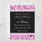 ピンクブラック写真16番目のバースデーパーティ招待状 招待状 (裏面)