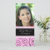 ピンクブラック写真18thバースデーパーティ招待状 招待状 (スタンド正面)