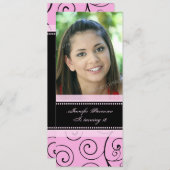 ピンクブラック写真18thバースデーパーティ招待状 招待状 (正面/裏面)