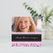 ピンクブラック写真18thバースデーパーティ招待状 招待状 (スタンド正面)