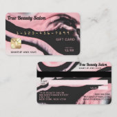 ピンクブラック大理石クレジットカードギフト証明書 名刺 (正面/裏面)