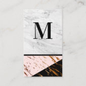 ピンクブラック大理石ゴールドフォイル 名刺 (正面)