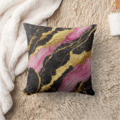 ピンクブラック大理石金ゴールド クッション (ブランケット)