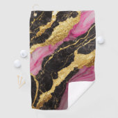 ピンクブラック大理石金ゴールド ゴルフタオル (インサイチュ)
