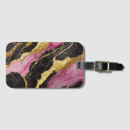 ピンクブラック大理石金ゴールド ラゲッジタグ