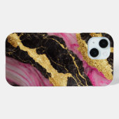 ピンクブラック大理石金ゴールド Case-Mate iPhoneケース (裏面 (横))