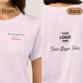 ピンクブラック従業員名ロゴヘアサロン Tシャツ
