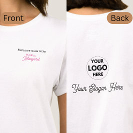 ピンクブラック従業員名ロゴヘアサロン Tシャツ