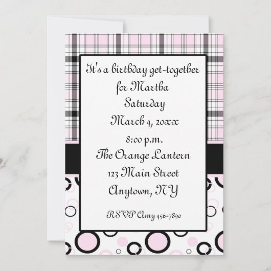 ピンクブラック招待状 招待状 (正面)